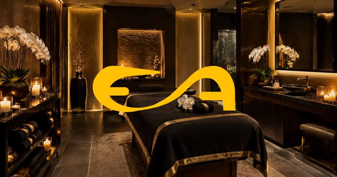 Maca preparada com toalhas e óleo para massagem premium